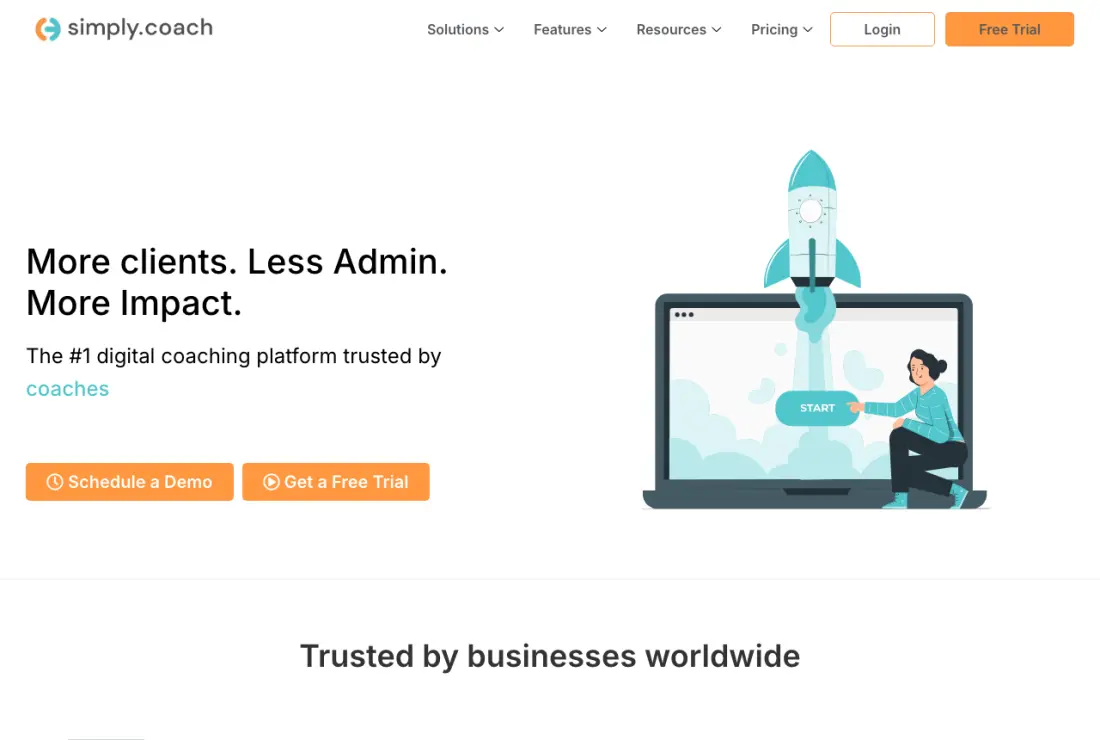 Simply.Coach home page, captured 22–23 September 2026